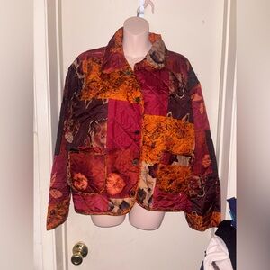 Vintage Reversible Jacket Women's Patchwork Flower Print Multicolored. Size L
